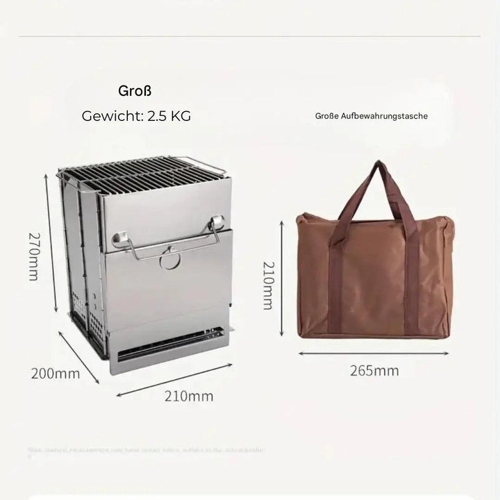 FirePower Compact – PortaStornfielde Stainless Steel Wood Stove for Outdoor Activities | Stornfield