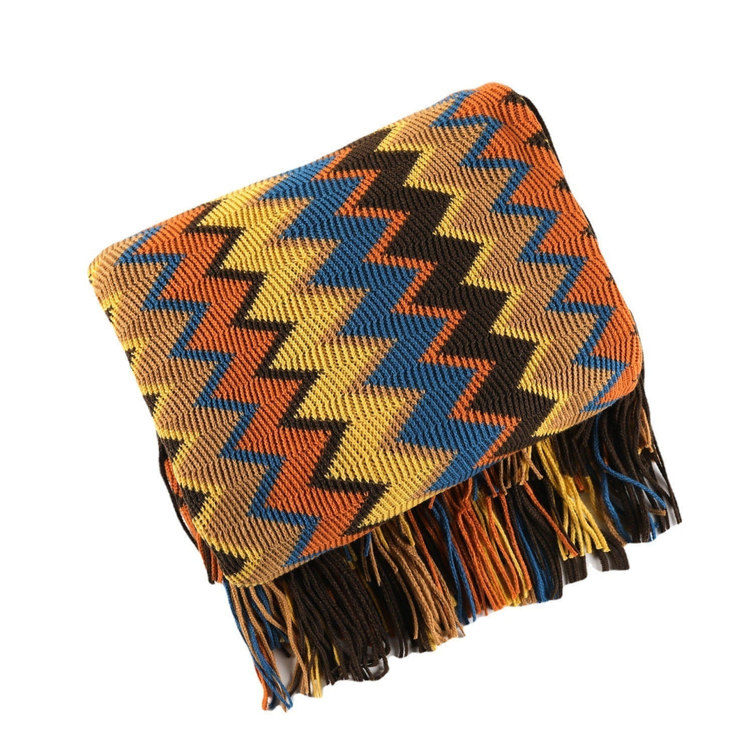 Boho Chevron Duvet Cover – Handwoven – With Fringes – Warm Earth Tones | Stornfield