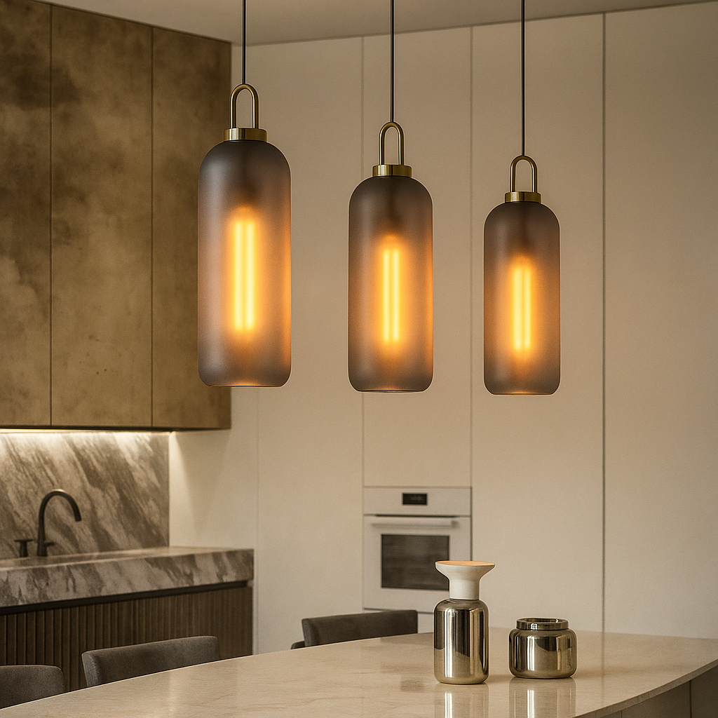 Smoked Glass Pendant Light – Industrial Ceiling Lamp for Kitchen, Dining & Living Room | Stornfield