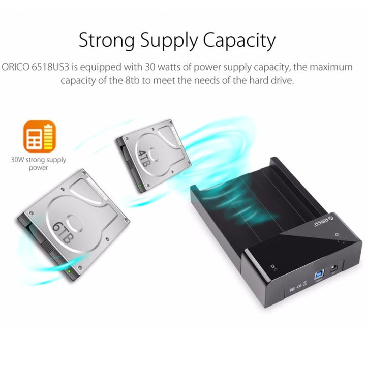 Stornfield | ORICO 6518US3 USB 3.0 Type-B 2.5 / 3.5 Inch Tool-Free HDD Docking Station External Storage Enclosure Hard Drive Case (Black)