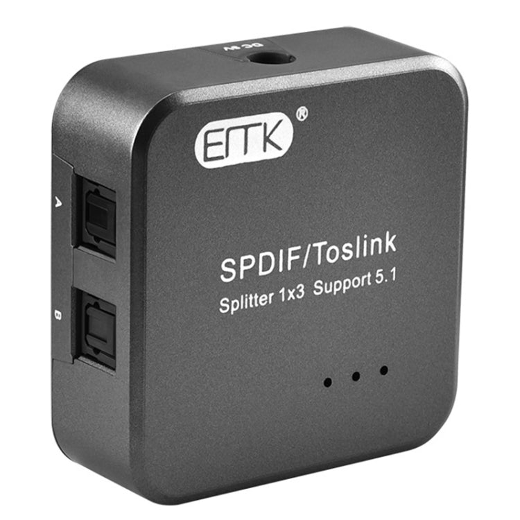 Stornfield | EMK 1 Input 3 Output Digital Optical Audio SPDIF Toslink Splitter (Silver Grey)