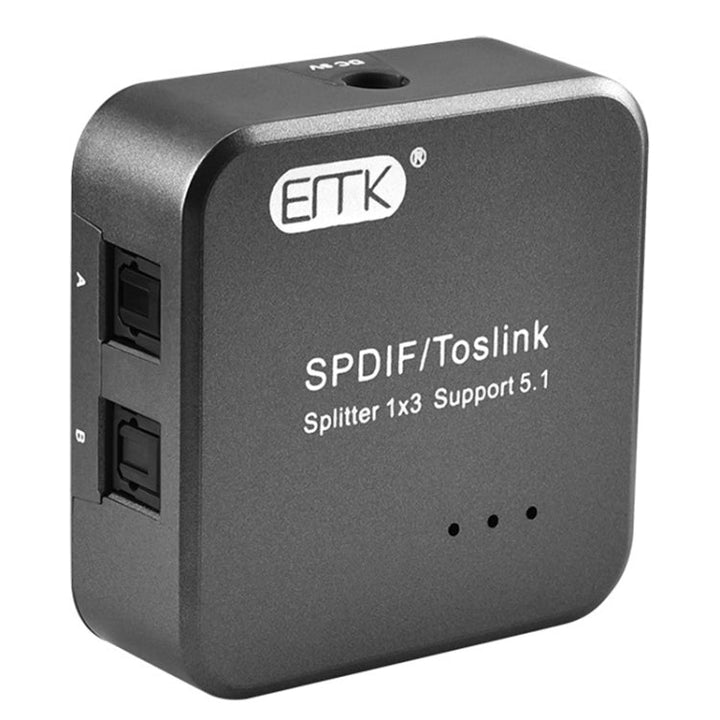 Stornfield | EMK 1 Input 3 Output Digital Optical Audio SPDIF Toslink Splitter (Silver Grey)