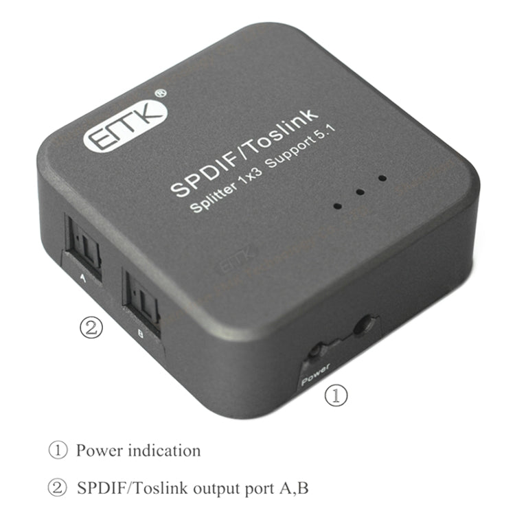 Stornfield | EMK 1 Input 3 Output Digital Optical Audio SPDIF Toslink Splitter (Silver Grey)