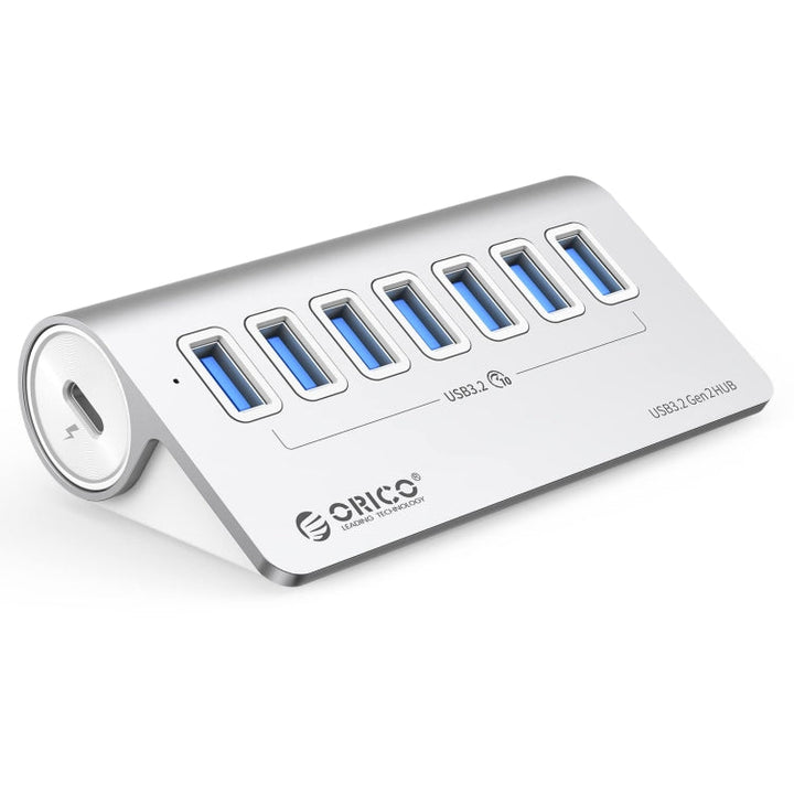 Stornfield | ORICO M3U7-G2 Aluminum Alloy 7-Port USB 3.2 Gen2 10Gbps HUB with 0.5m Cable (Silver)