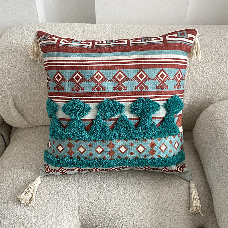 Housse de coussin à franges doublée bohème