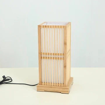 Tatami Japanese Bedside Lamp with Wooden Bamboo Shade | Stornfield