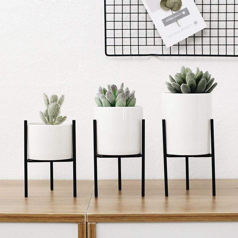 Set of 3 Stornfield Mid-Century Floral Planters