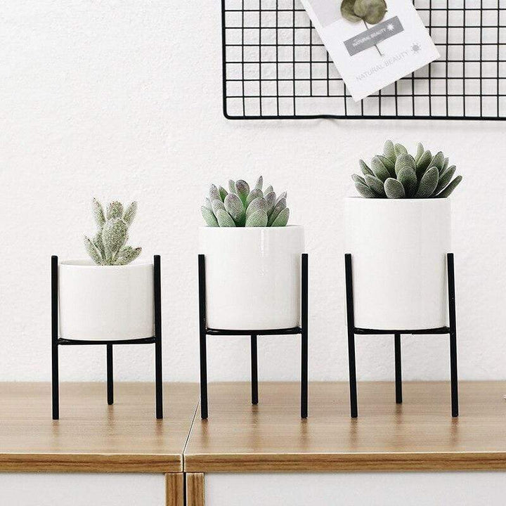Set of 3 Stornfield Mid-Century Floral Planters