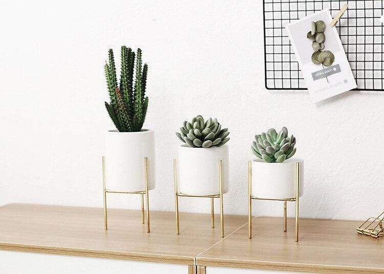 Set of 3 Stornfield Mid-Century Floral Planters