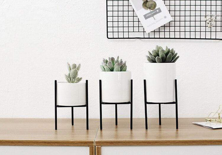 Set of 3 Stornfield Mid-Century Floral Planters