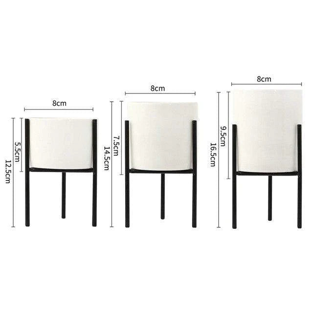 Set of 3 Stornfield Mid-Century Floral Planters