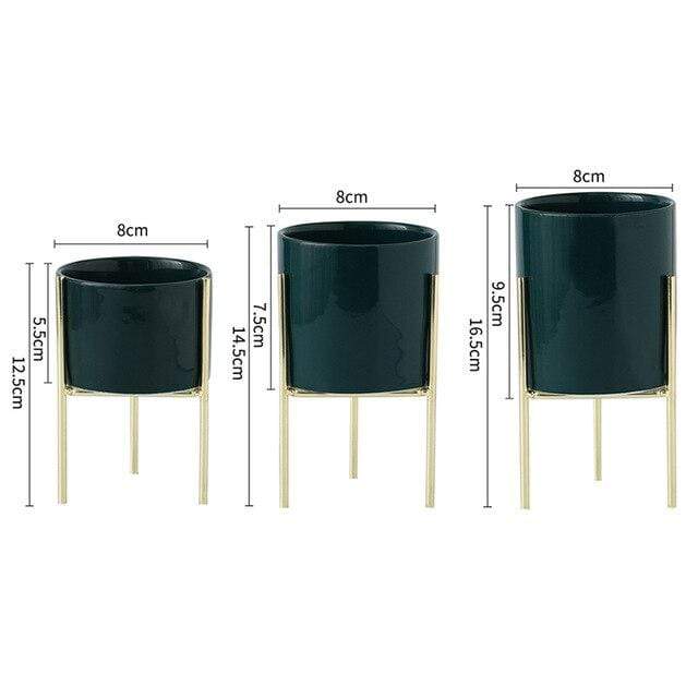 Set of 3 Stornfield Mid-Century Floral Planters