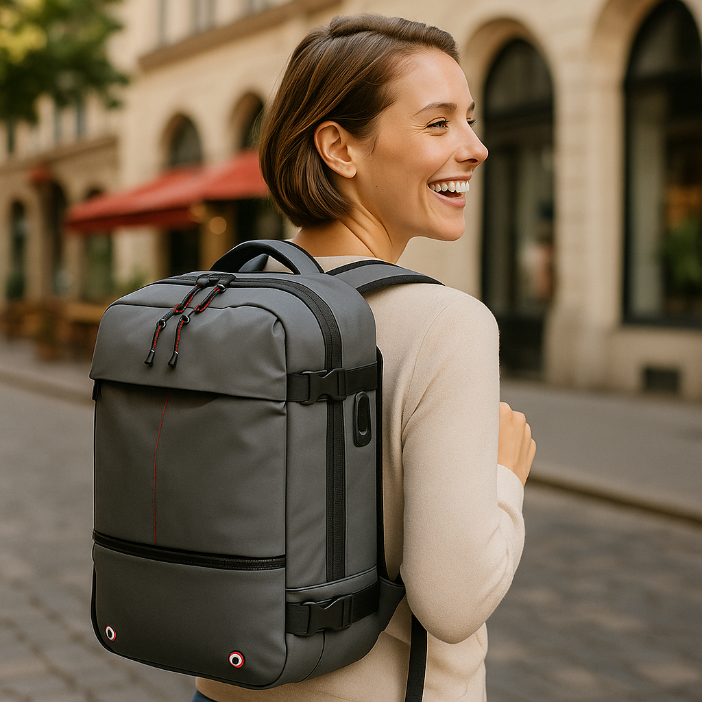 Packlite Slim – Waterproof compression backpack with USB connection for hand luggage | Stornfield