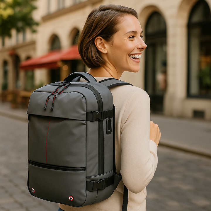 Packlite Slim – Waterproof compression backpack with USB connection for hand luggage | Stornfield