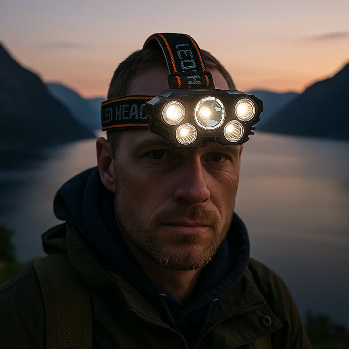 Headlamp 300 Lumen 180° adjustable angle – 4 lighting modes | Stornfield