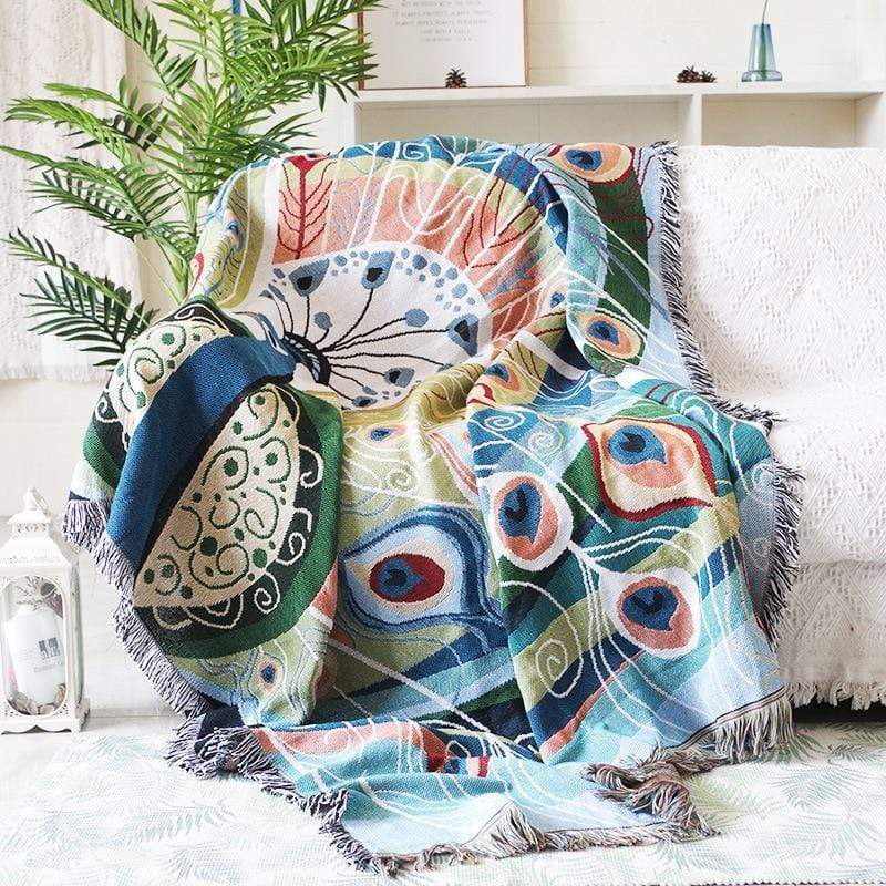 Peacock Throw Thread Blanket Stornfield