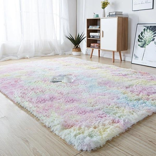 Plush Rainbow Colorful Fur Rug | Stornfield