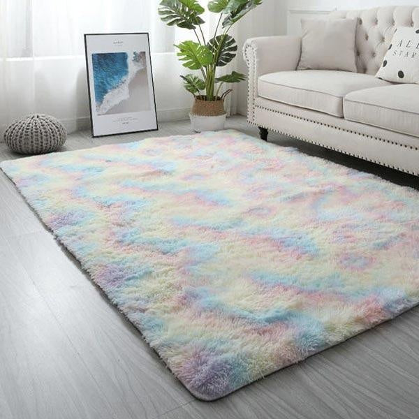 Plush Rainbow Colorful Fur Rug | Stornfield