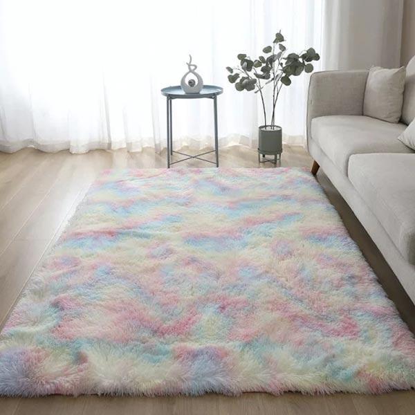 Plush Rainbow Colorful Fur Rug | Stornfield