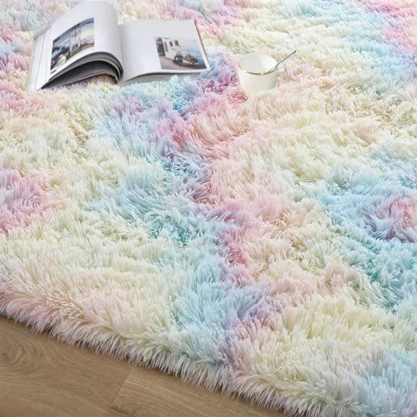 Plush Rainbow Colorful Fur Rug | Stornfield