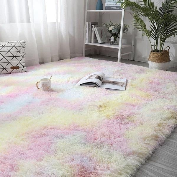 Plush Rainbow Colorful Fur Rug | Stornfield