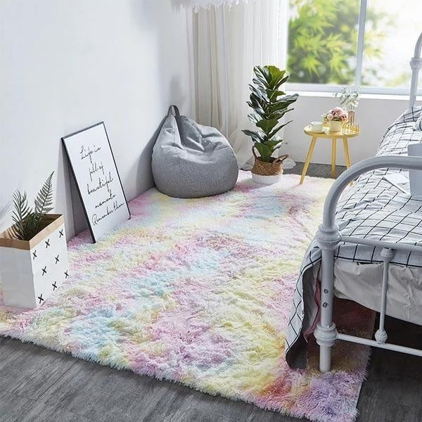 Plush Rainbow Colorful Fur Rug | Stornfield