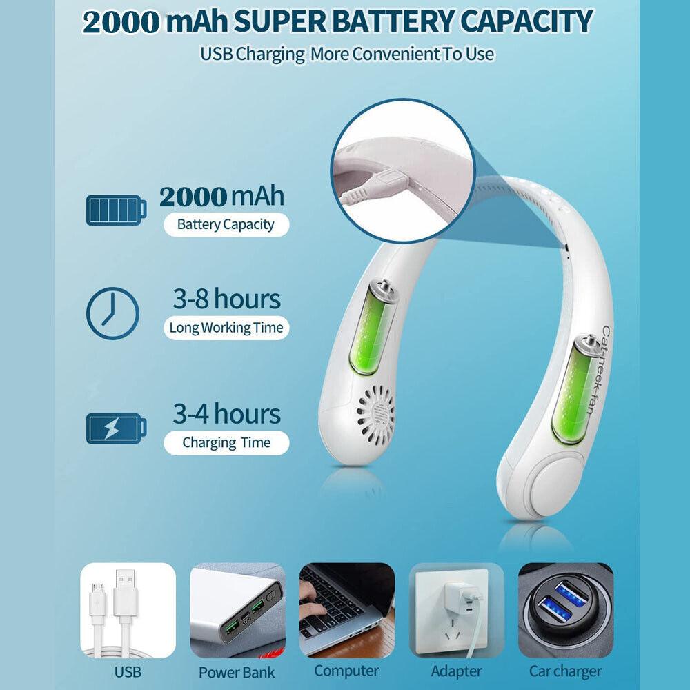 Best Neck Fan UK - Portable Neck Fan Mini USB Rechargeable Lazy Neckband Bladeless Cooler | Stornfield