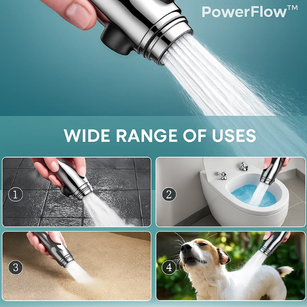 Stornfield | PowerFlow™ High Pressure Showerhead | Powerful Showerhead for Maximum Water Pressure