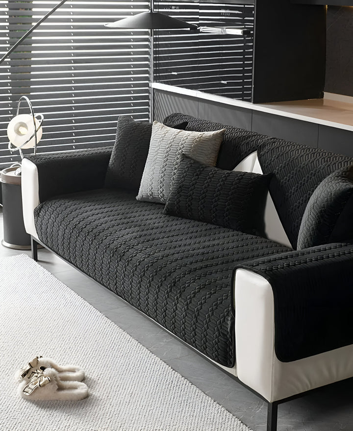 Stornfield | Premium Velvet Sofa Cover - Luxurious Geometric Pattern with Anti-Slip Backing