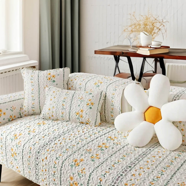 Printed Pure Cotton Anti-scratch Furniture Protector Couch Cover | Stornfield