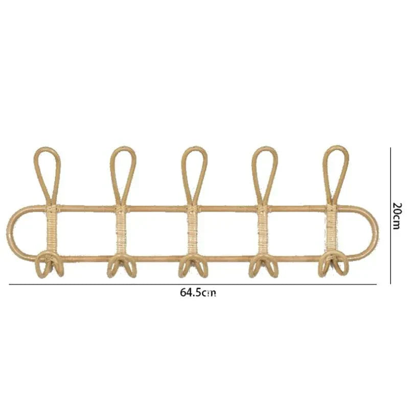 Rattan Wall Hanger with 5 Hooks for Coats, Bags and Towels | Stornfield