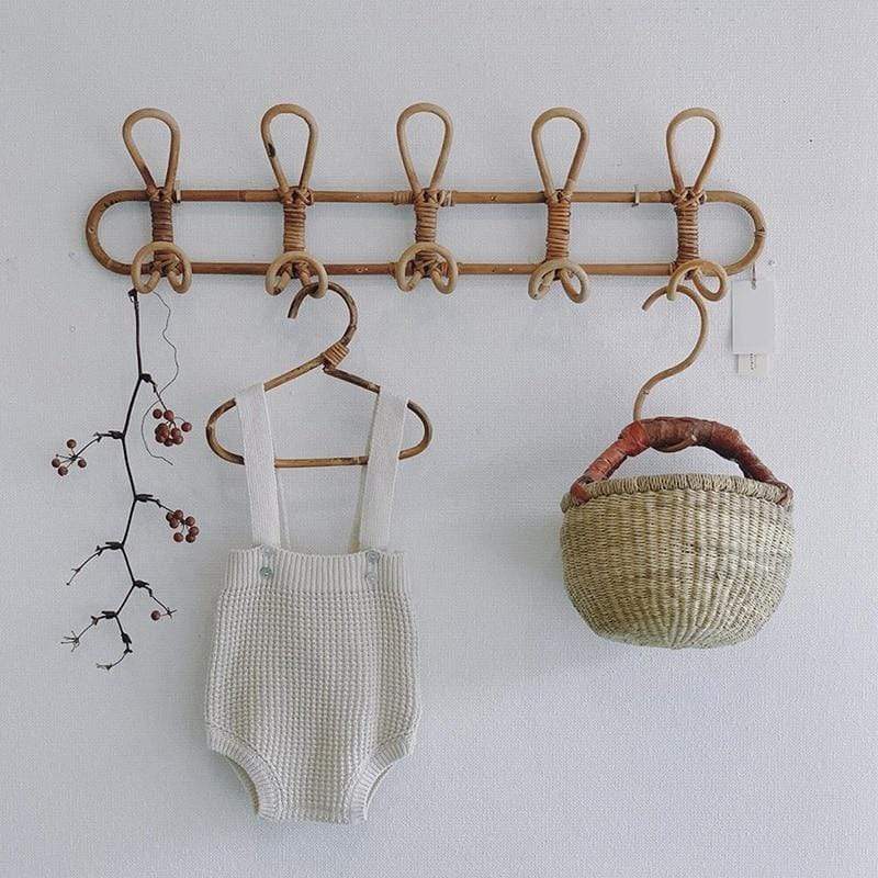 Rattan Wall Hanger with 5 Hooks for Coats, Bags and Towels | Stornfield