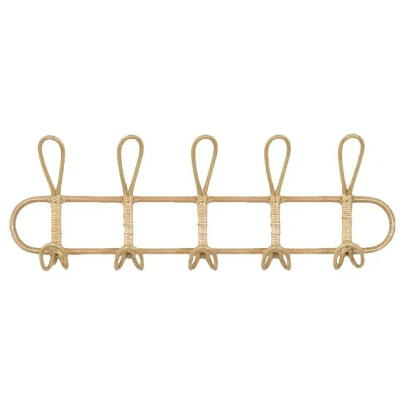 Rattan Wall Hanger with 5 Hooks for Coats, Bags and Towels | Stornfield