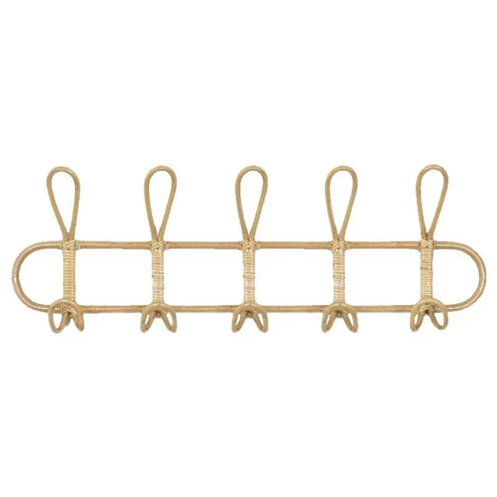 Rattan Wall Hanger with 5 Hooks for Coats, Bags and Towels | Stornfield