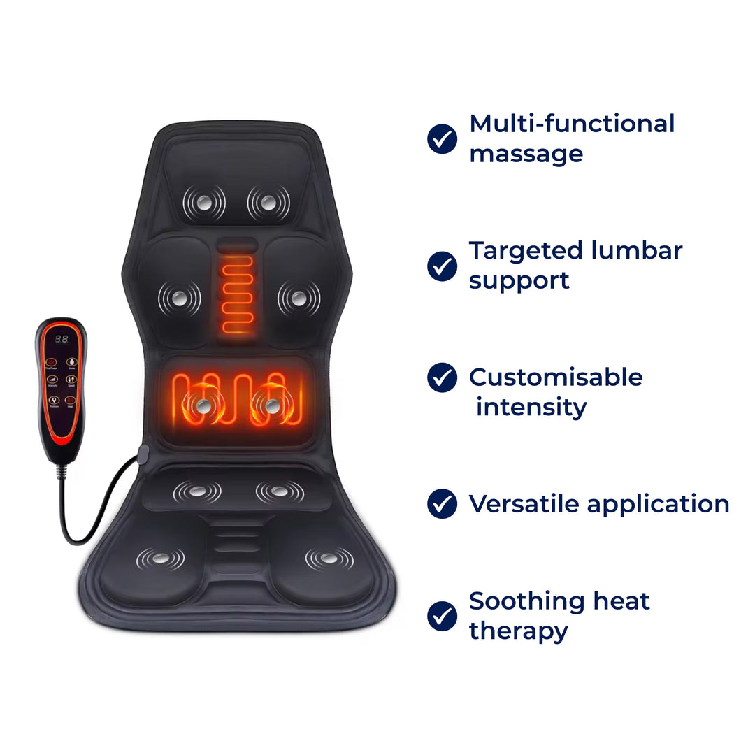RelaxPulse | Massage Chair Pad – Heated Vibrating Seat Cushion – Adjustable Lumbar Support – for Home, Office & Car Stornfield
