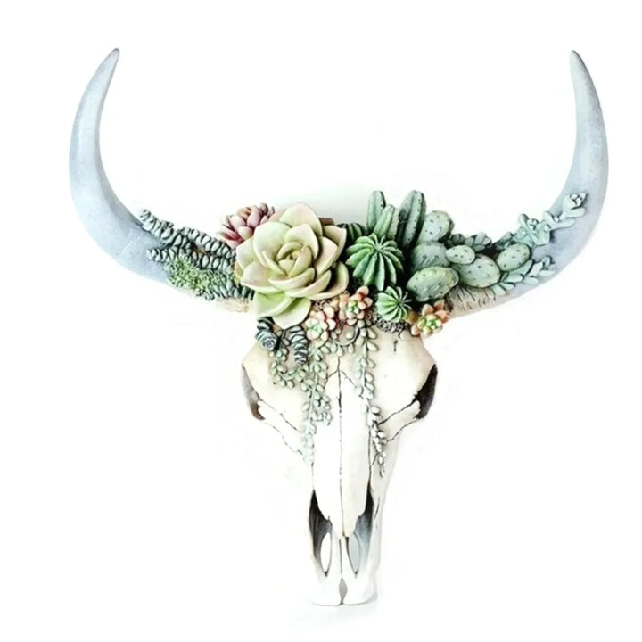 Stornfield | Cow Skull - Bully - Wall Decor with Flowers - Resin Home Decor
