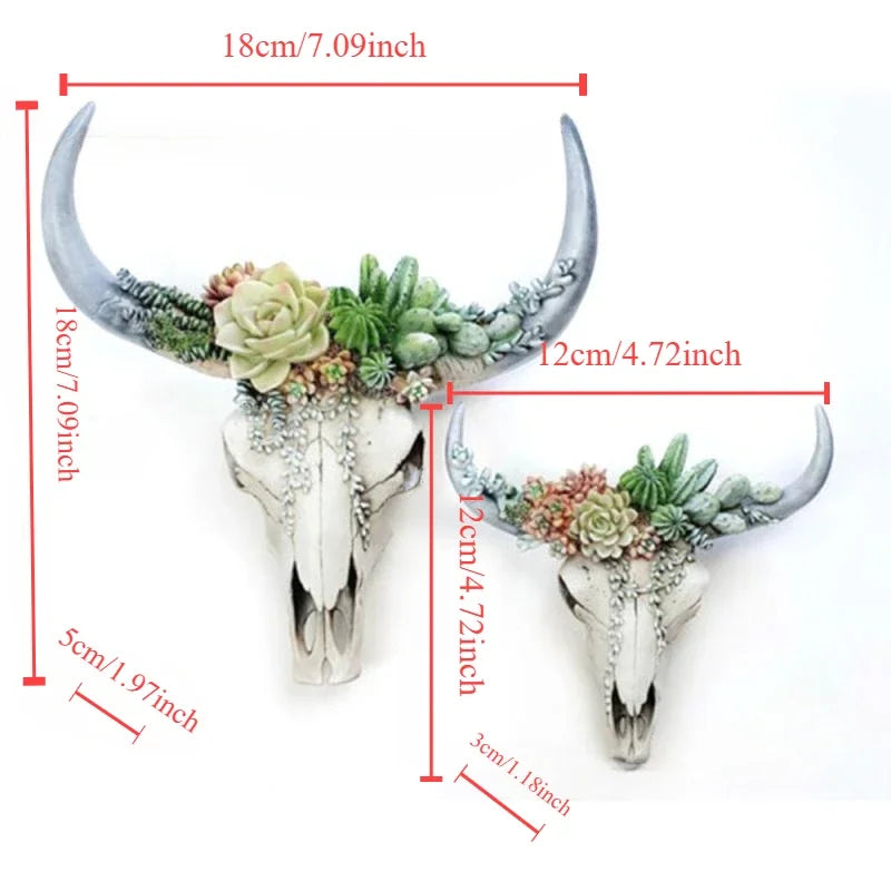 Stornfield | Cow Skull - Bully - Wall Decor with Flowers - Resin Home Decor