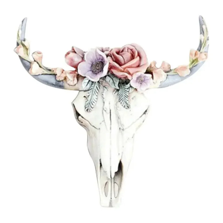 Stornfield | Cow Skull - Bully - Wall Decor with Flowers - Resin Home Decor