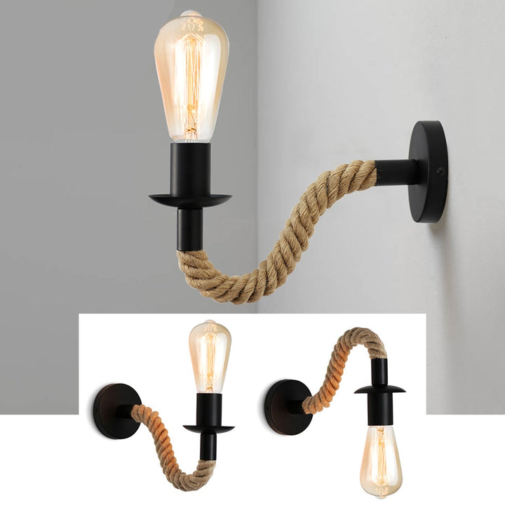Stornfield | Retro Industrial Hemp Rope Wall Lamp