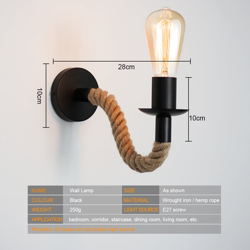 Stornfield | Retro Industrial Hemp Rope Wall Lamp