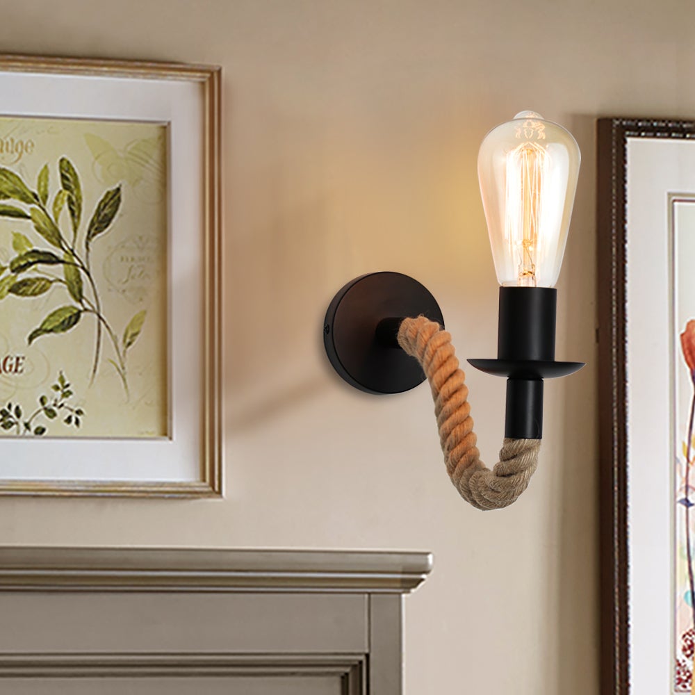 Stornfield | Retro Industrial Hemp Rope Wall Lamp