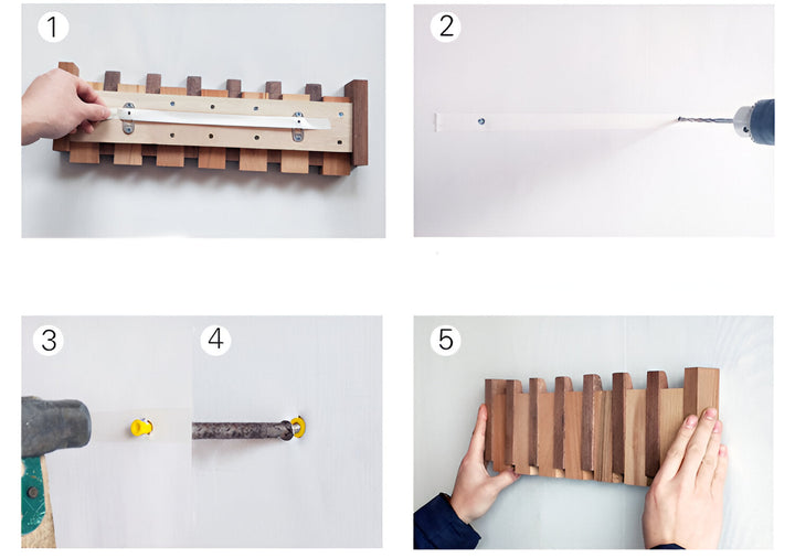 Stornfield | RetroHooks - Wooden Piano Wall Shelf with Magnetic Hooks