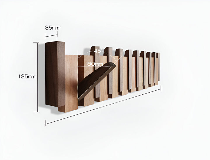 Stornfield | RetroHooks - Wooden Piano Wall Shelf with Magnetic Hooks