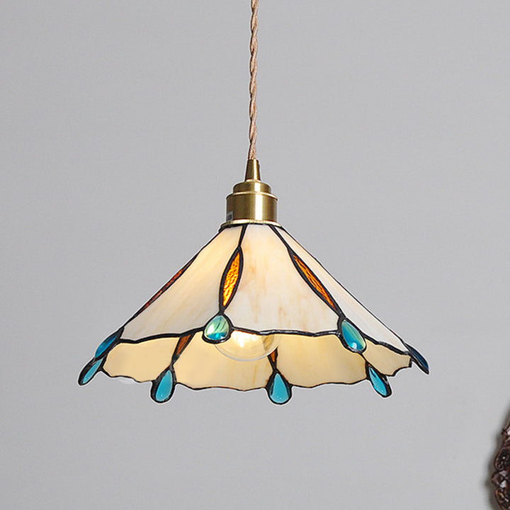 Retro Stained Glass Tiffany Cone Pendant Light | Stornfield
