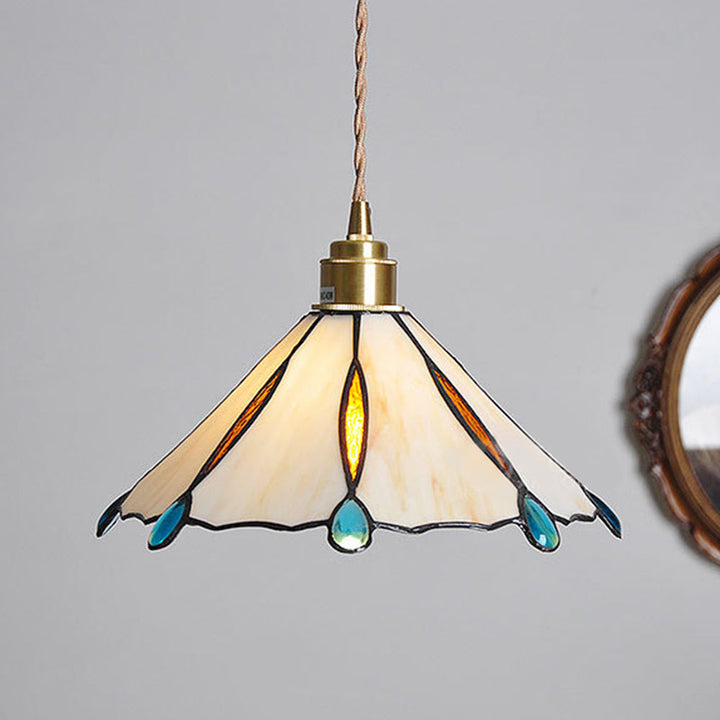 Retro Stained Glass Tiffany Cone Pendant Light | Stornfield