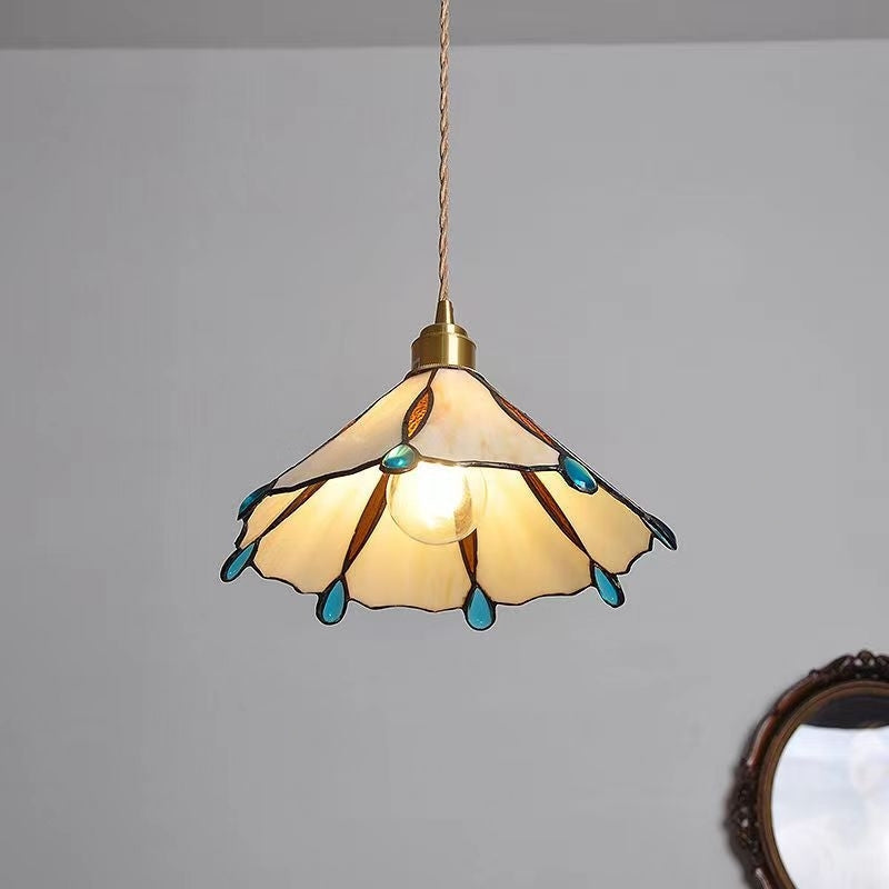 Retro Stained Glass Tiffany Cone Pendant Light | Stornfield