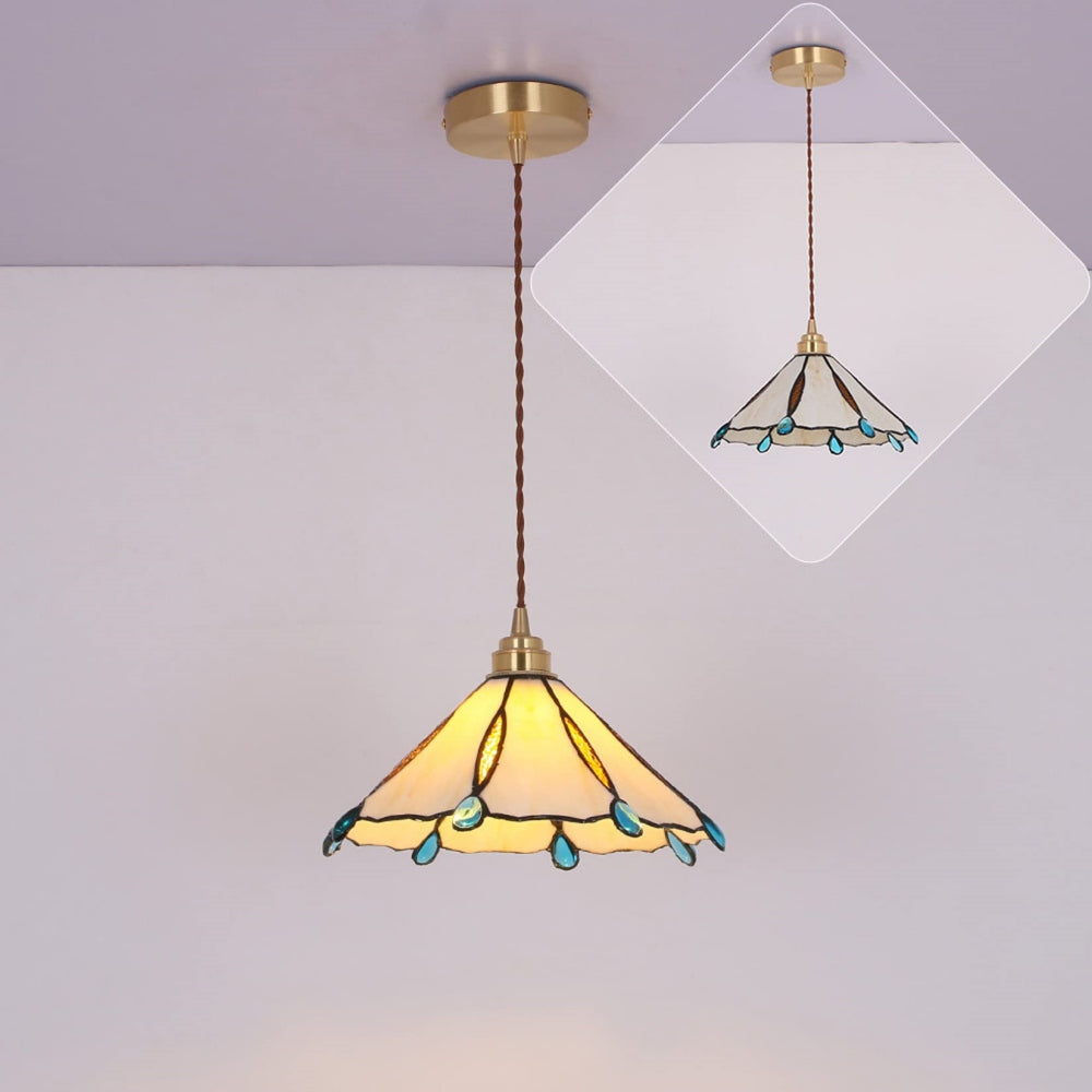 Retro Stained Glass Tiffany Cone Pendant Light | Stornfield