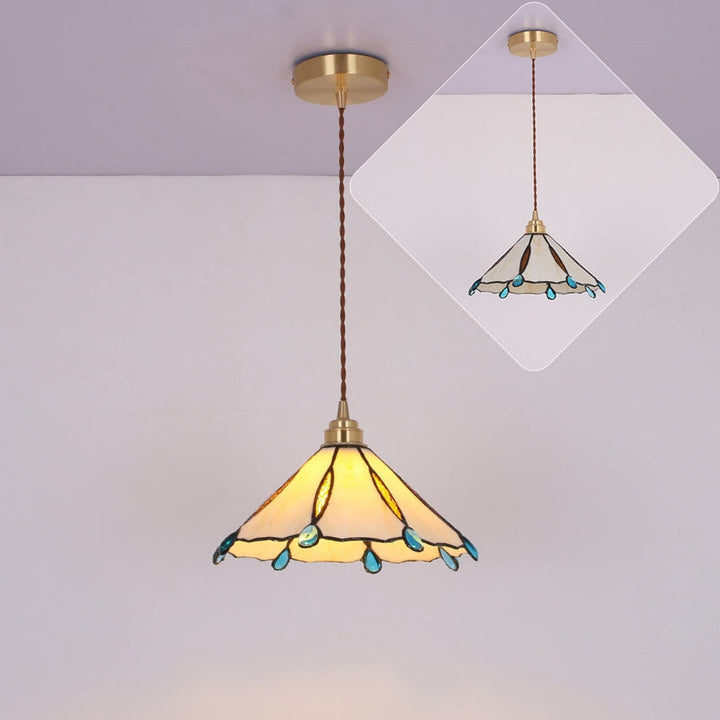 Retro Stained Glass Tiffany Cone Pendant Light | Stornfield
