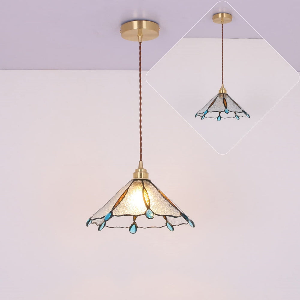 Retro Stained Glass Tiffany Cone Pendant Light | Stornfield