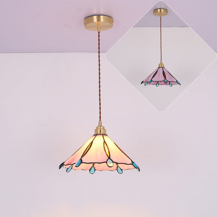 Retro Stained Glass Tiffany Cone Pendant Light | Stornfield